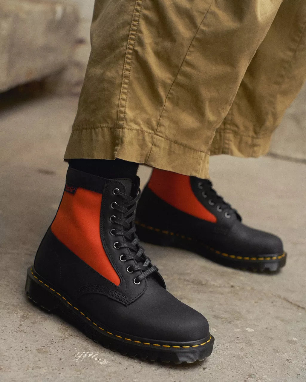 DR MARTENS 1460 Panel Leather &amp; Ventile&reg; Ankle Boots