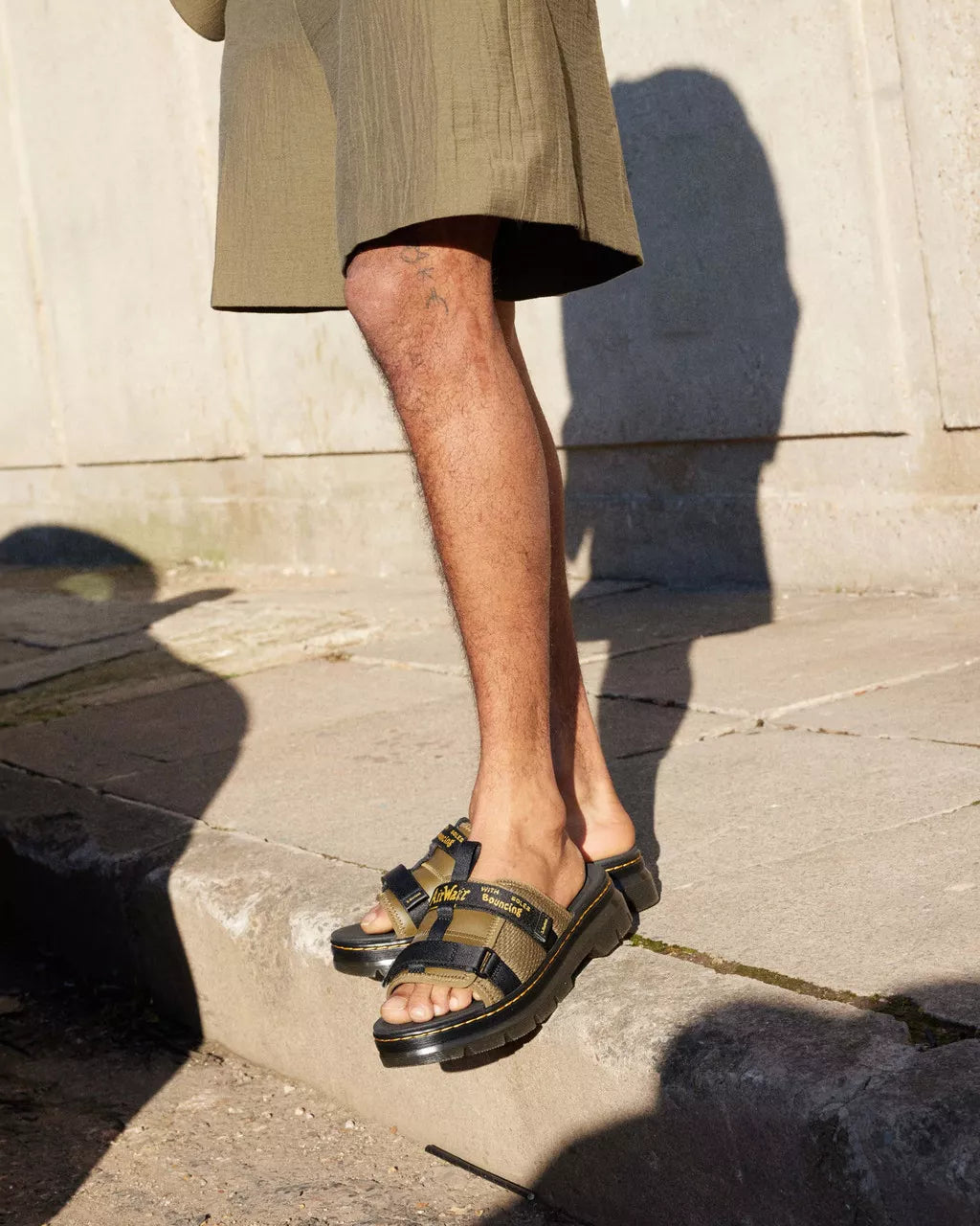 Ayce Logo Milled Leather Strap Platform Slides