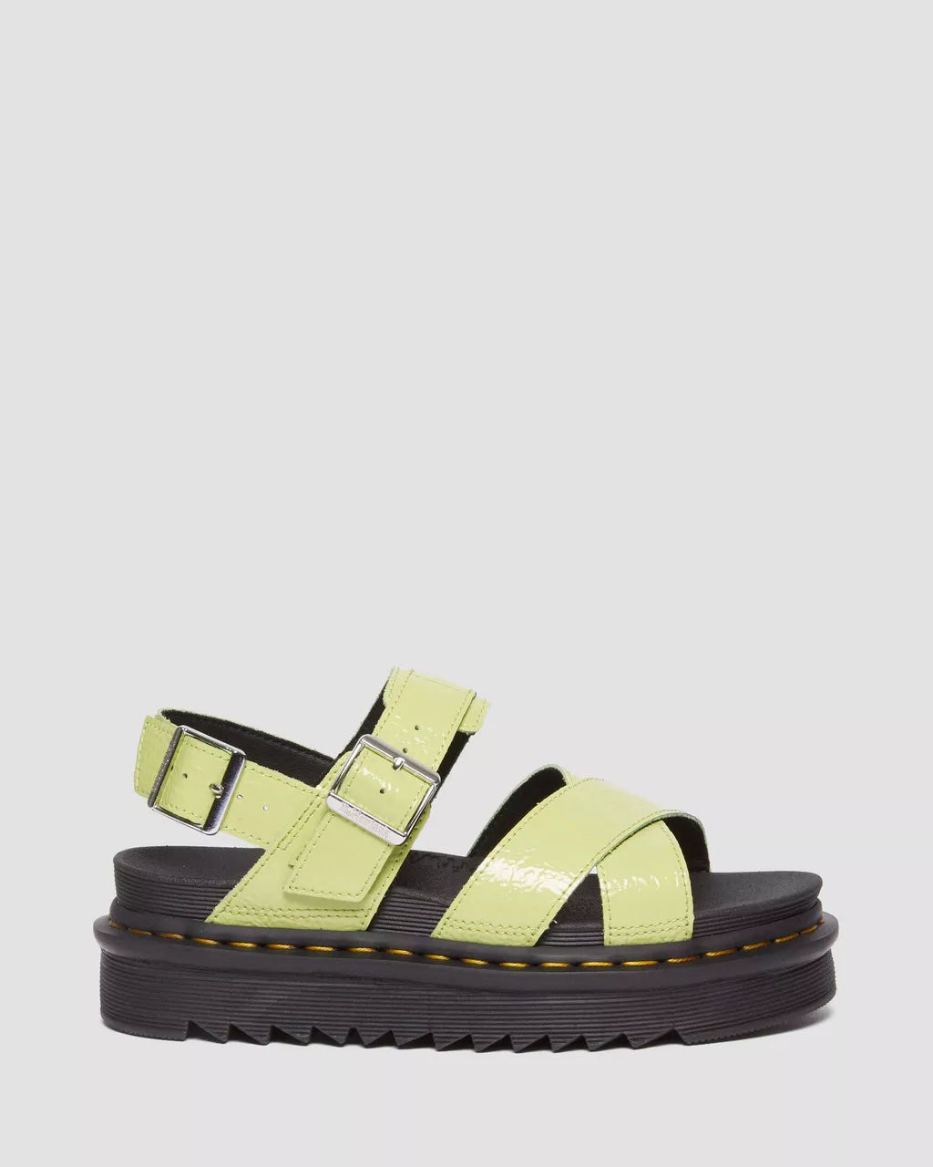DR MARTENS Voss II Distressed Patent Leather Sandals