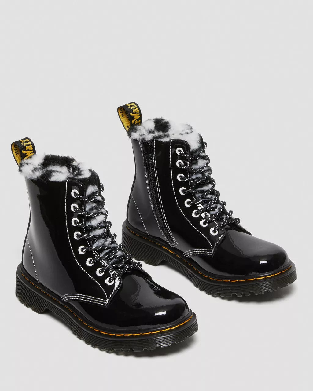 Junior 1460 Serena Patent Faux Fur-Lined Boots