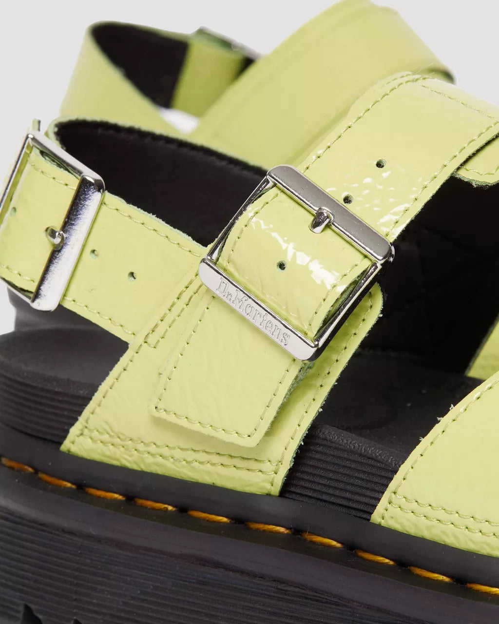 DR MARTENS Voss II Distressed Patent Leather Sandals