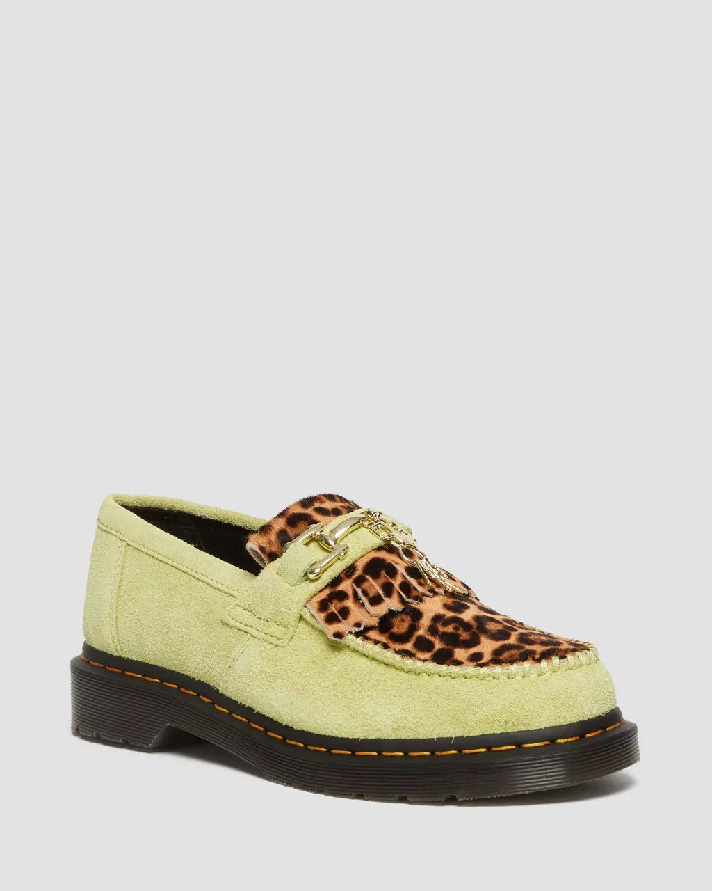 DR MARTENS Adrian Suede &amp; Leopard Hair On Snaffle Loafers