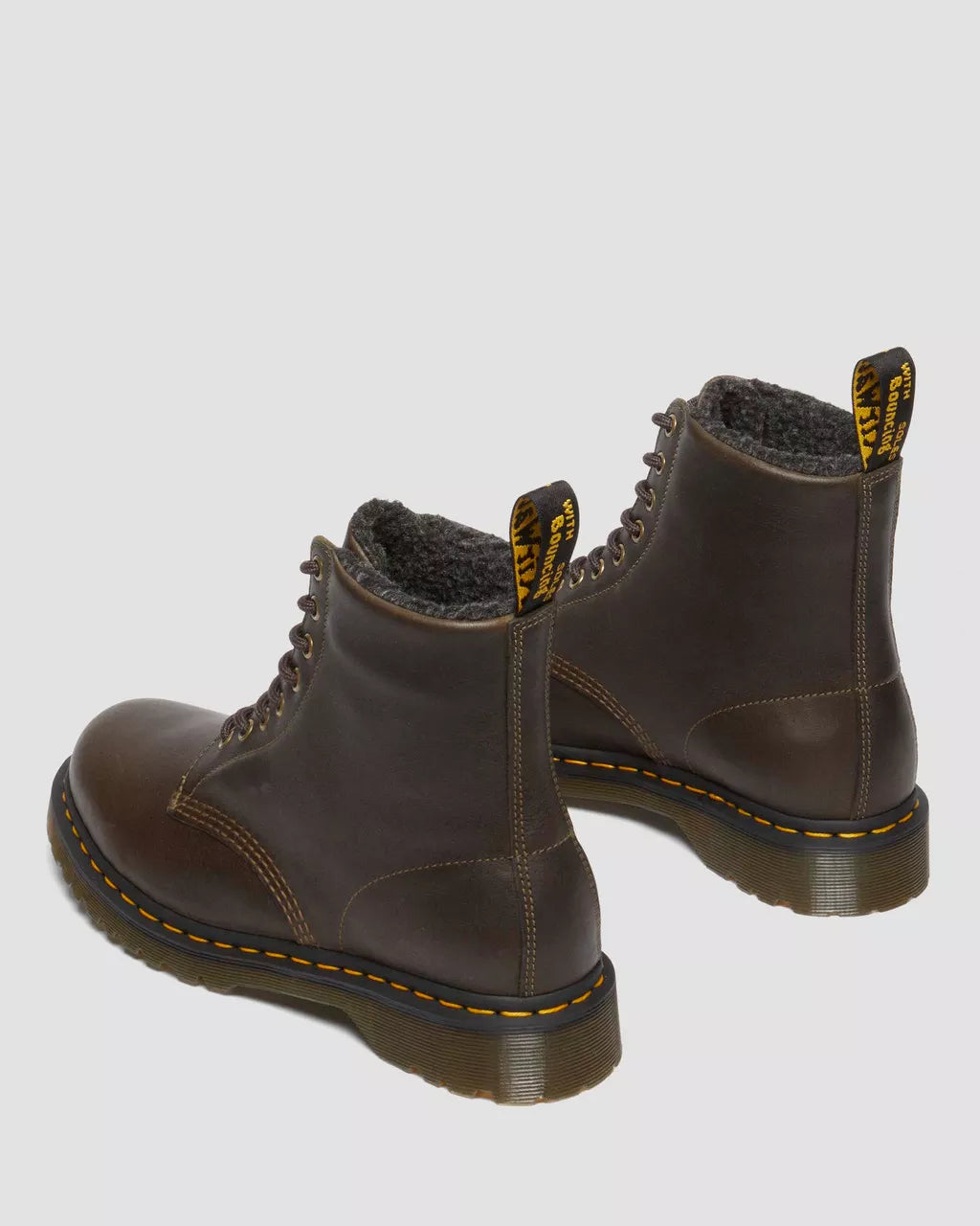 1460 Faux Fur Lined Grizzly Leather Lace Up Boots