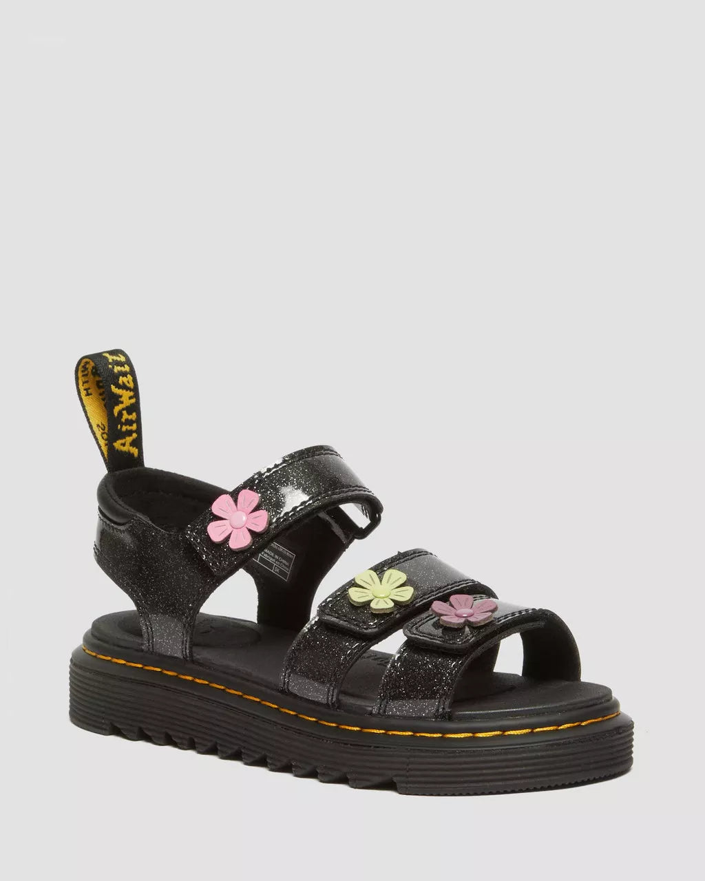 DR MARTENS Junior Klaire Coated Glitter Velcro Sandals