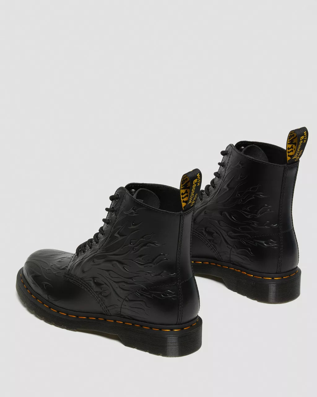 DR MARTENS 1460 Flames Emboss Leather Lace Up Boots