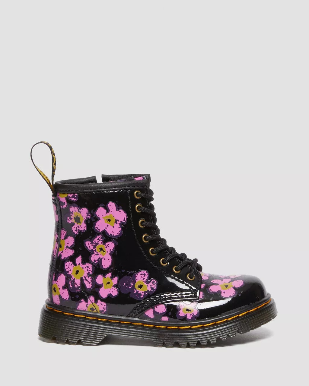 DR MARTENS Toddler 1460 Floral Patent Boots