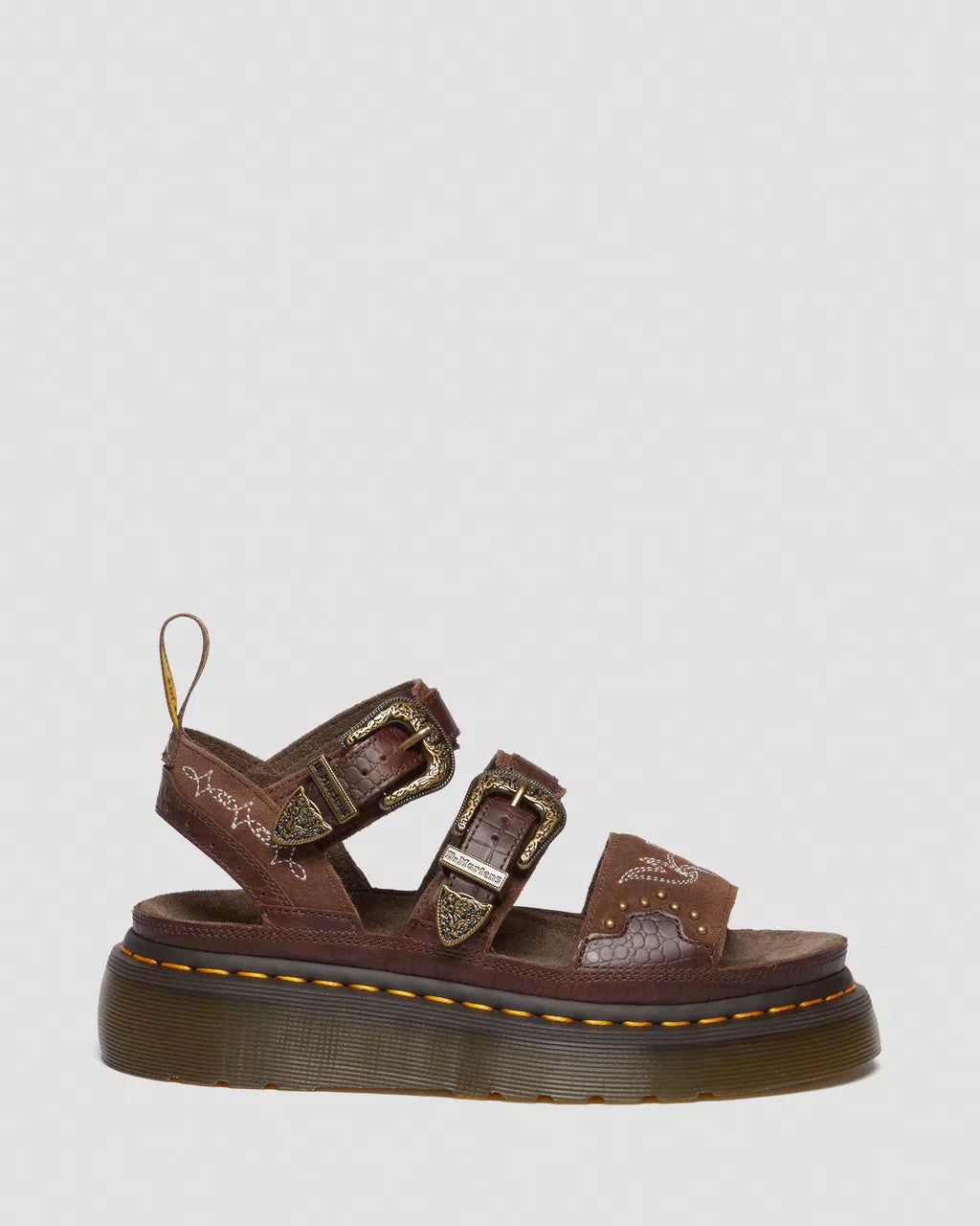 DR MARTENS Gryphon Gothic Americana Leather Platform Sandals