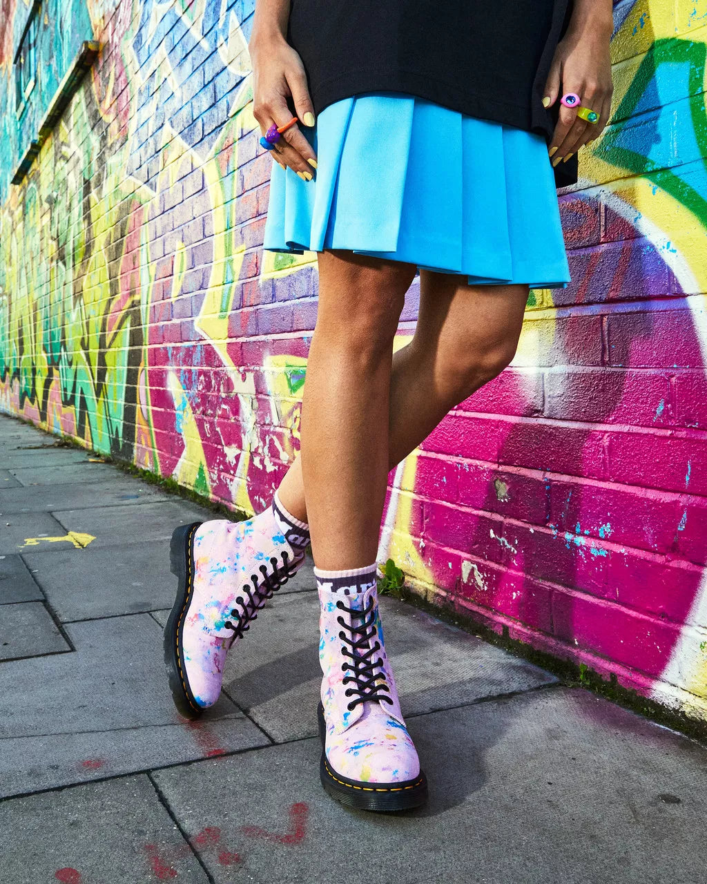 DR MARTENS 1460 Pascal Rainbow Suede Lace Up Boots