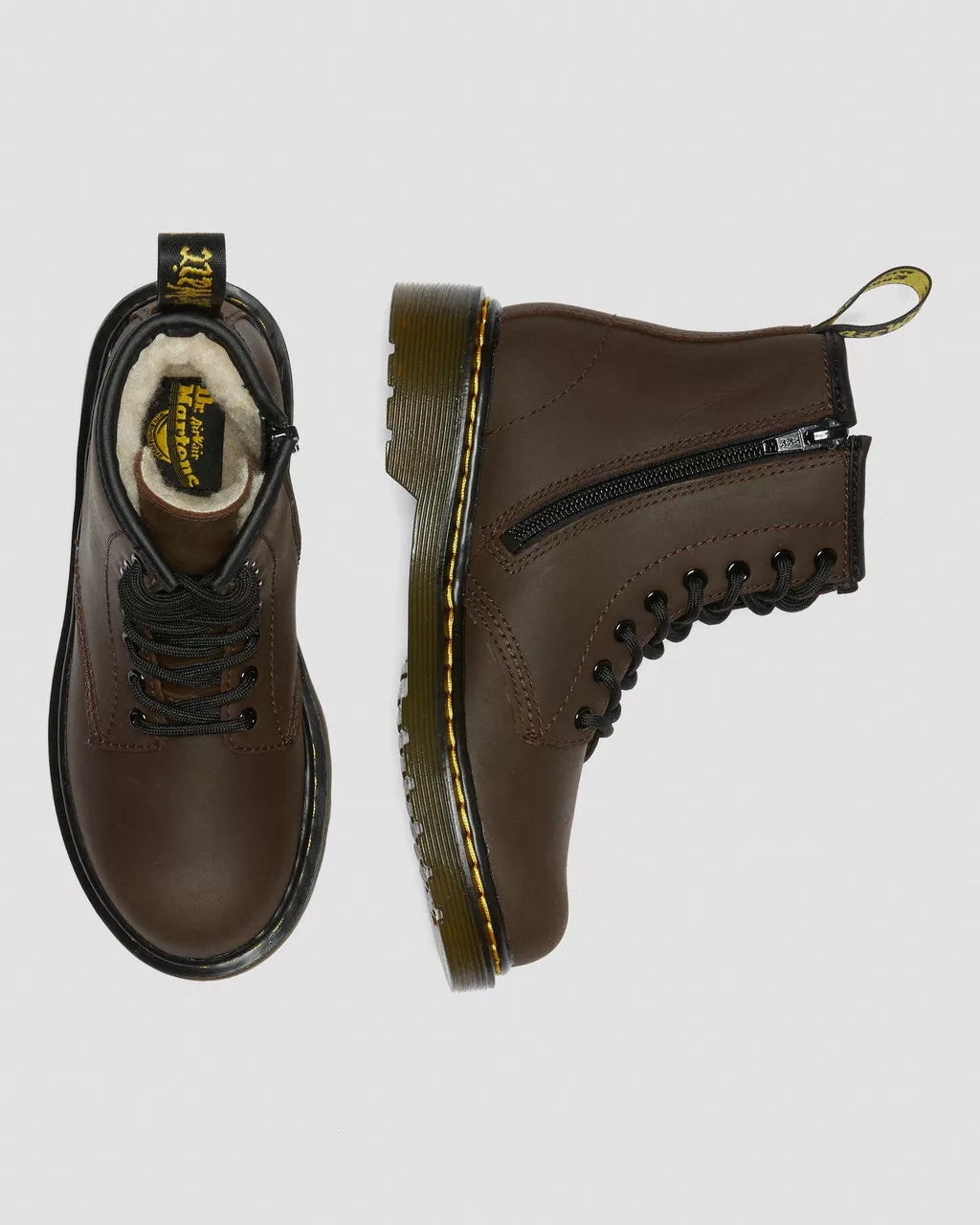 DR MARTENS 1460 SERENA JUNIOR FAUX FUR LINED BOOTS