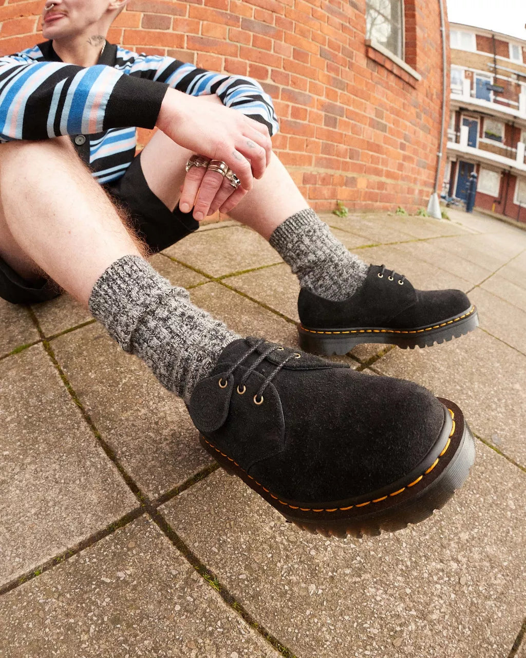 DR MARTENS 1461 Bex Made In England Tufted Suede Shoes