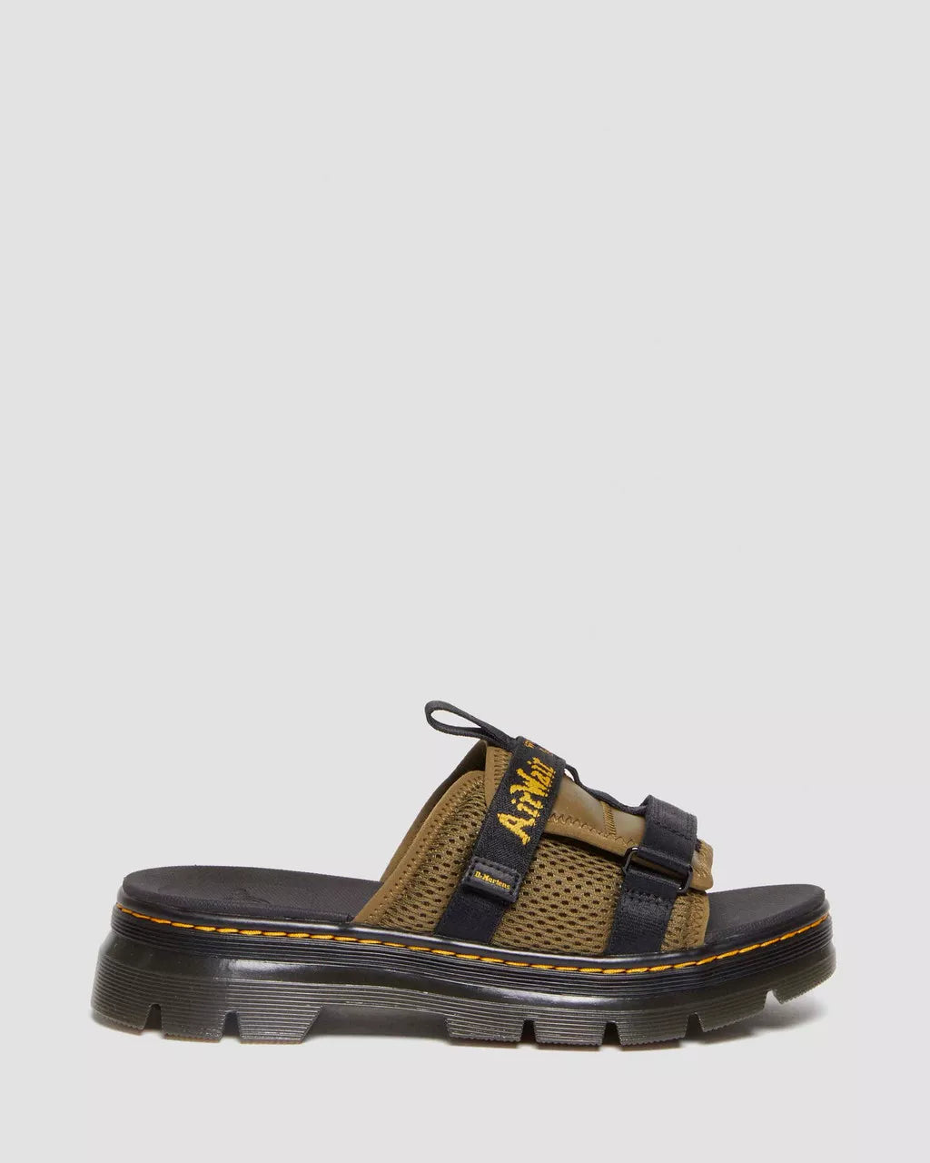 Ayce Logo Milled Leather Strap Platform Slides