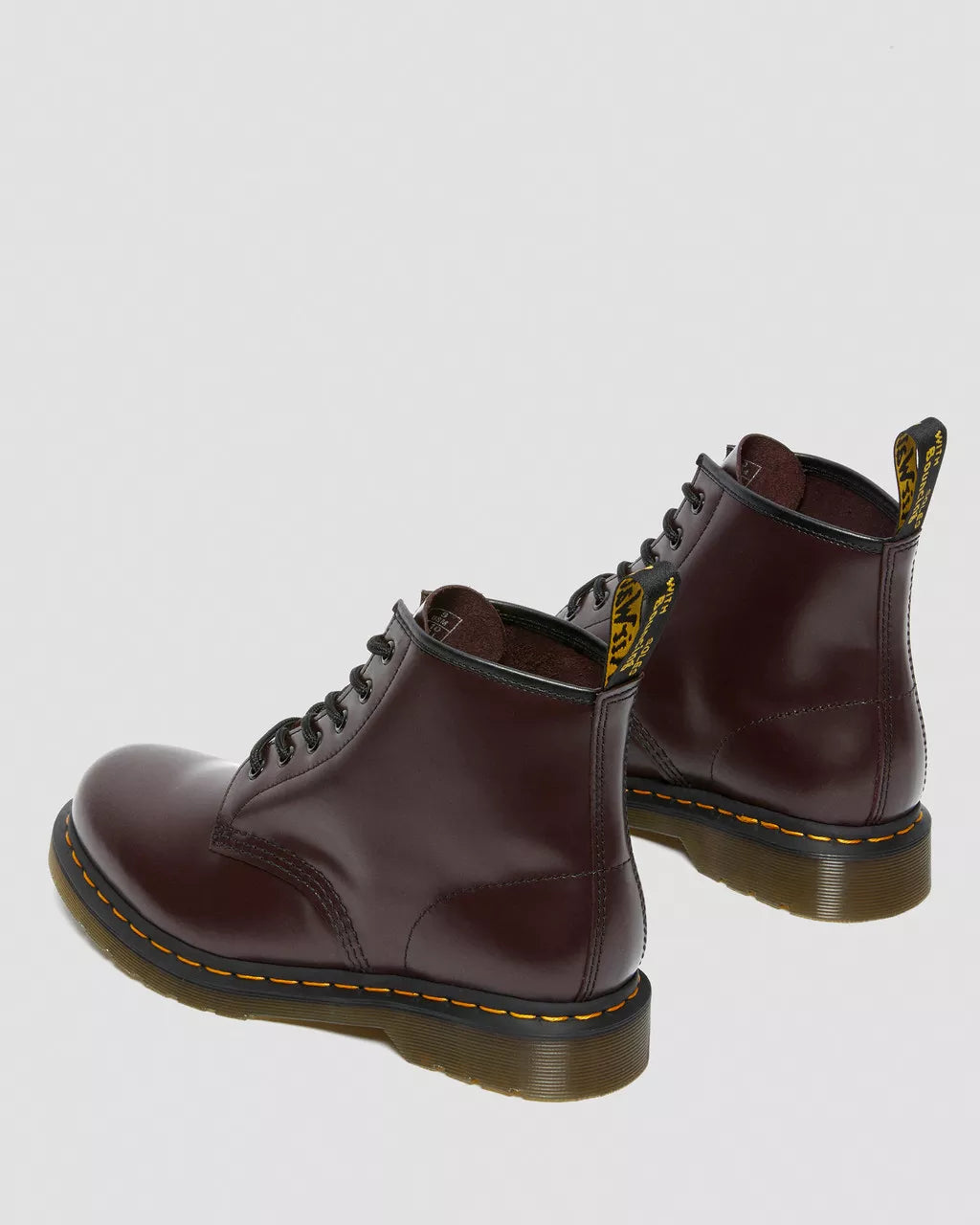 DR MARTENS 101 Yellow Stitch Smooth Leather Ankle Boots