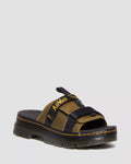 Ayce Logo Milled Leather Strap Platform Slides