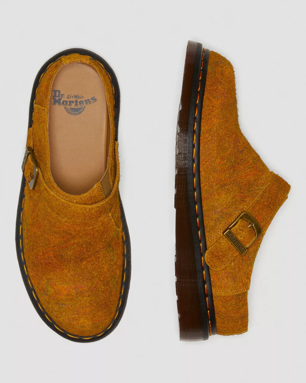 DR MARTENS Isham Marbled Suede Slingback Mules