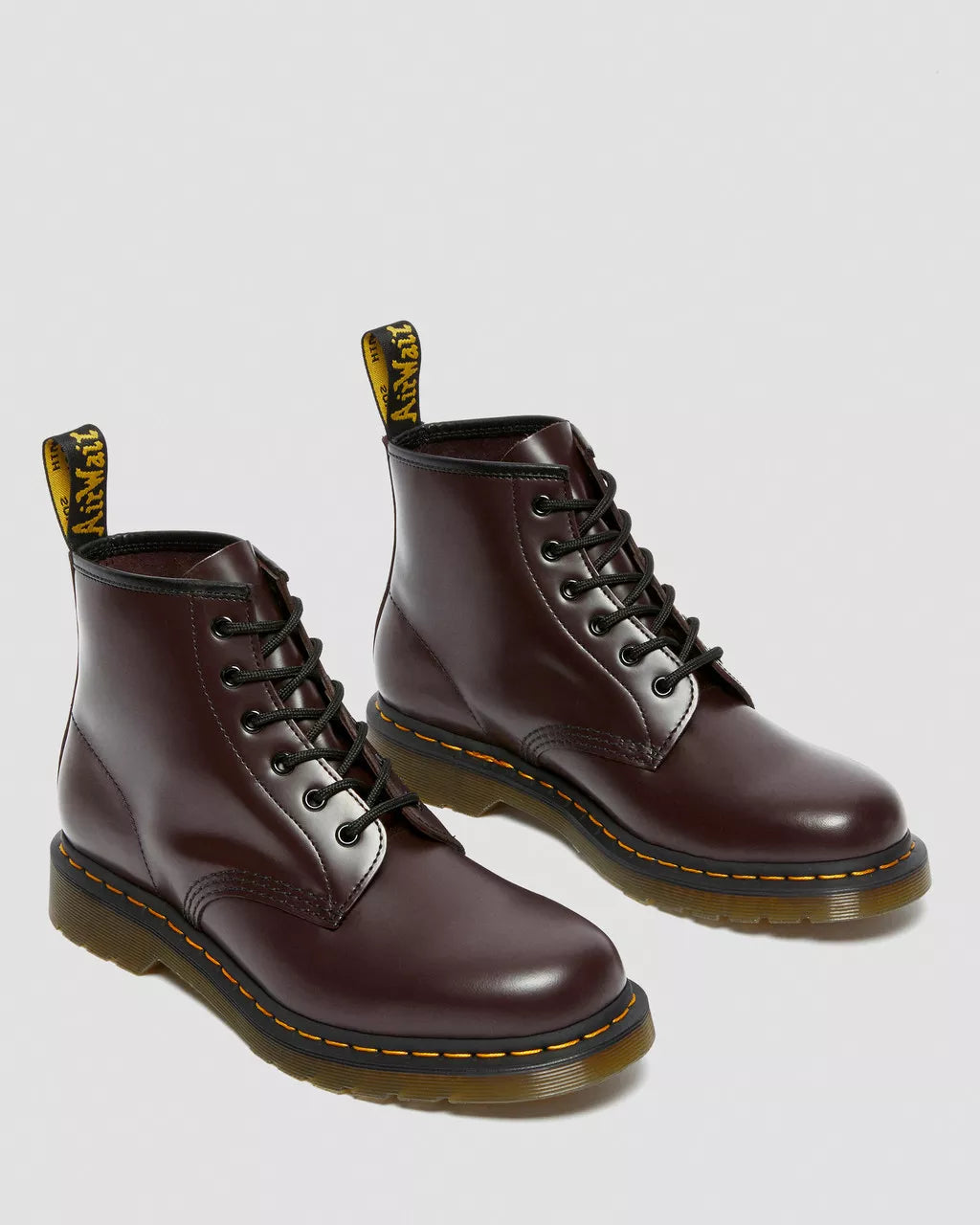 DR MARTENS 101 Yellow Stitch Smooth Leather Ankle Boots