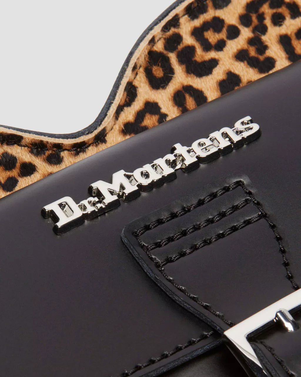 DR MARTENS Leopard Hair-On Kiev Leather Heart Shaped Bag
