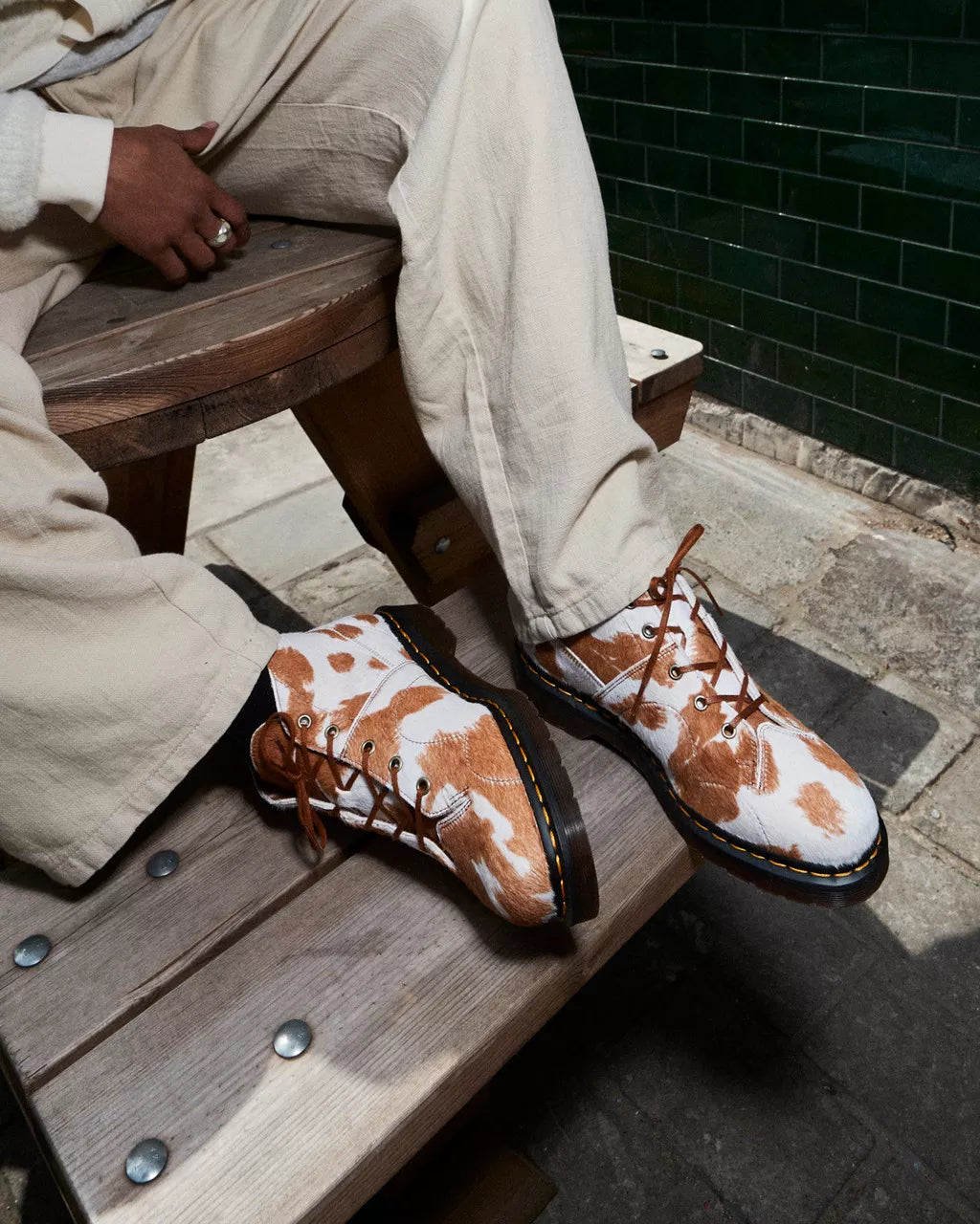 DR MARTENS Church Hair-On Cow Print Platform Boots
