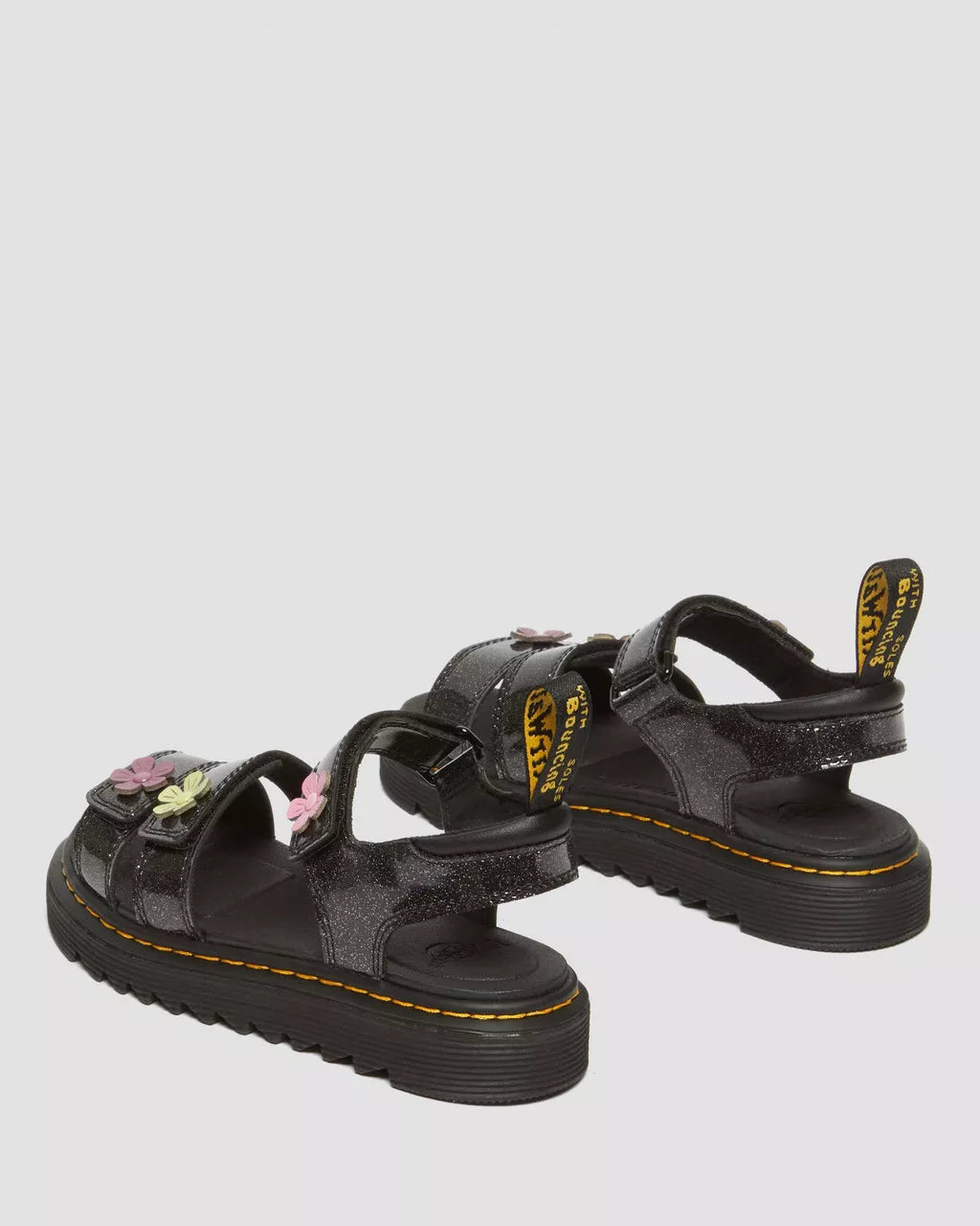 DR MARTENS Junior Klaire Coated Glitter Velcro Sandals