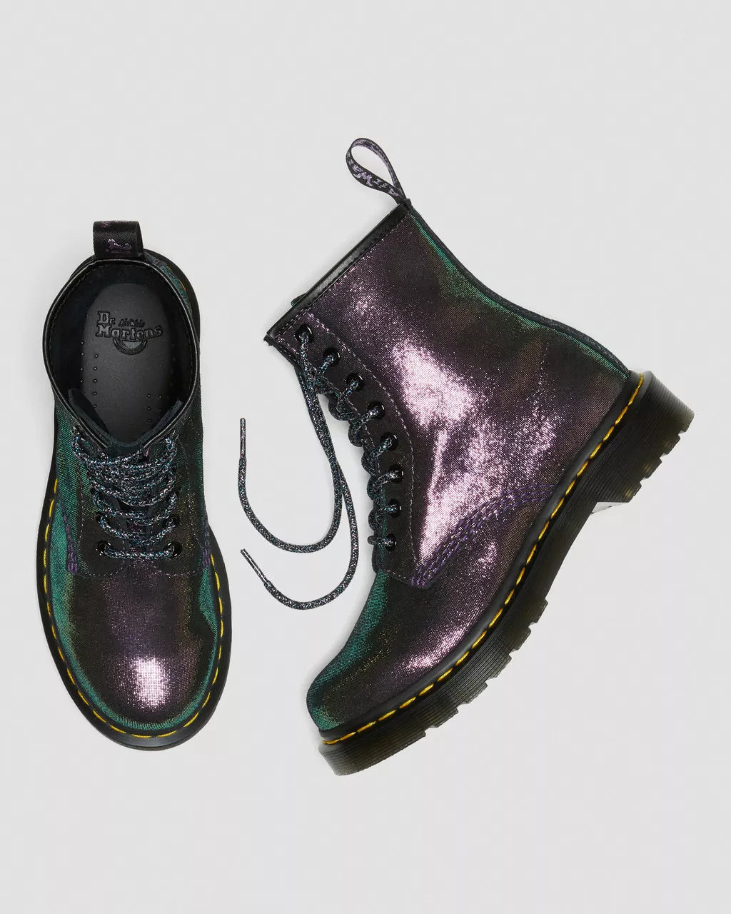 DR MARTENS 1460 Disco Iridescent Suede Lace Up Boots