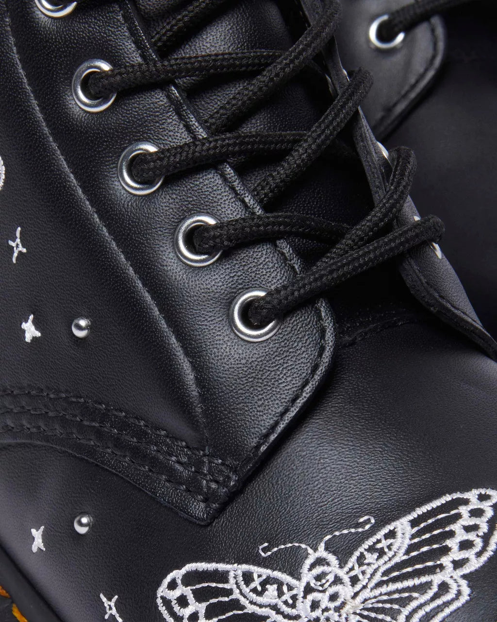 DR MARTENS 1460 CELESTIAL MOTH EMBROIDERED LACE UP BOOTS