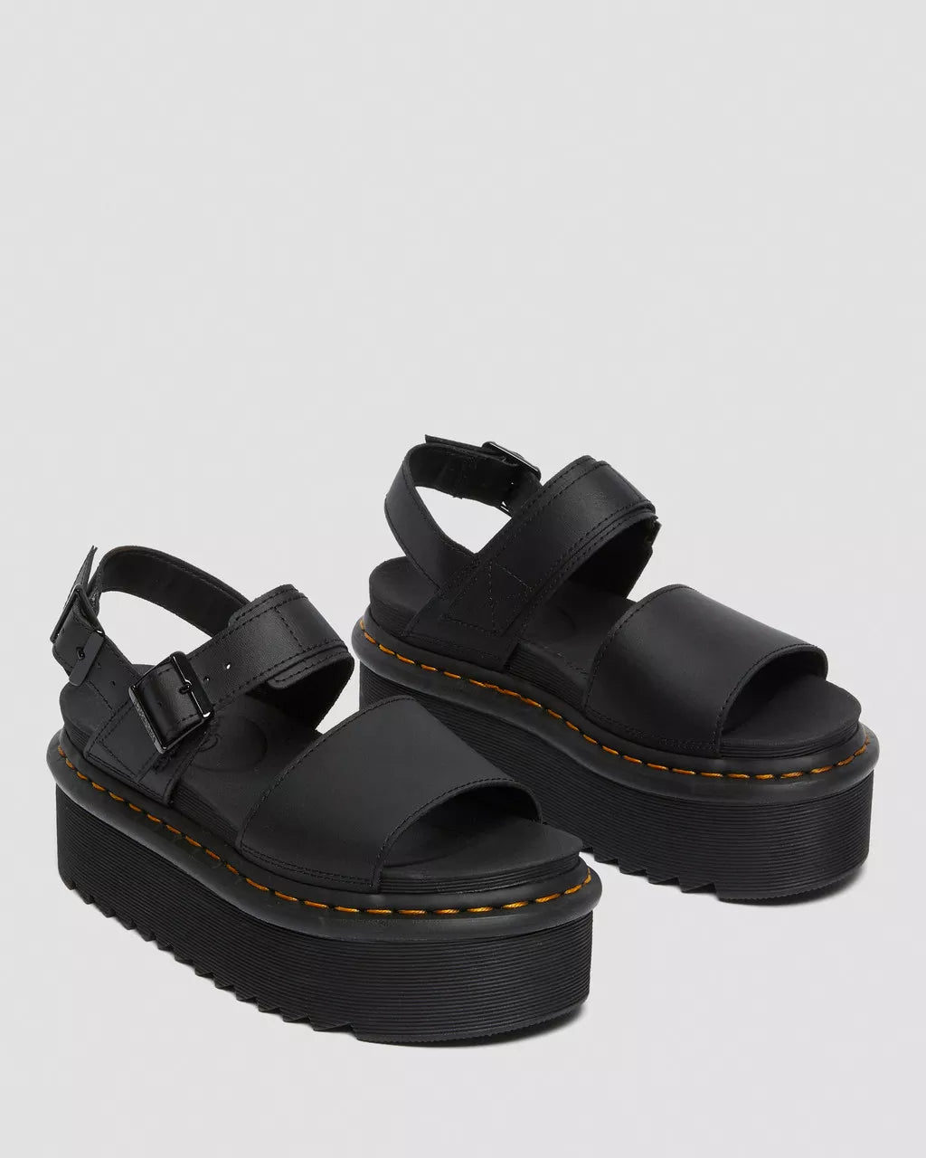 DR MARTENS Voss Quad Leather Strap Platform Sandals