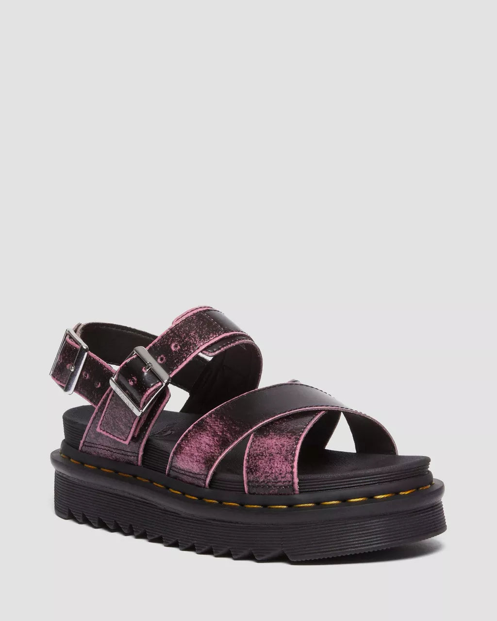 DR MARTENS Voss II Distressed Leather Platform Sandals