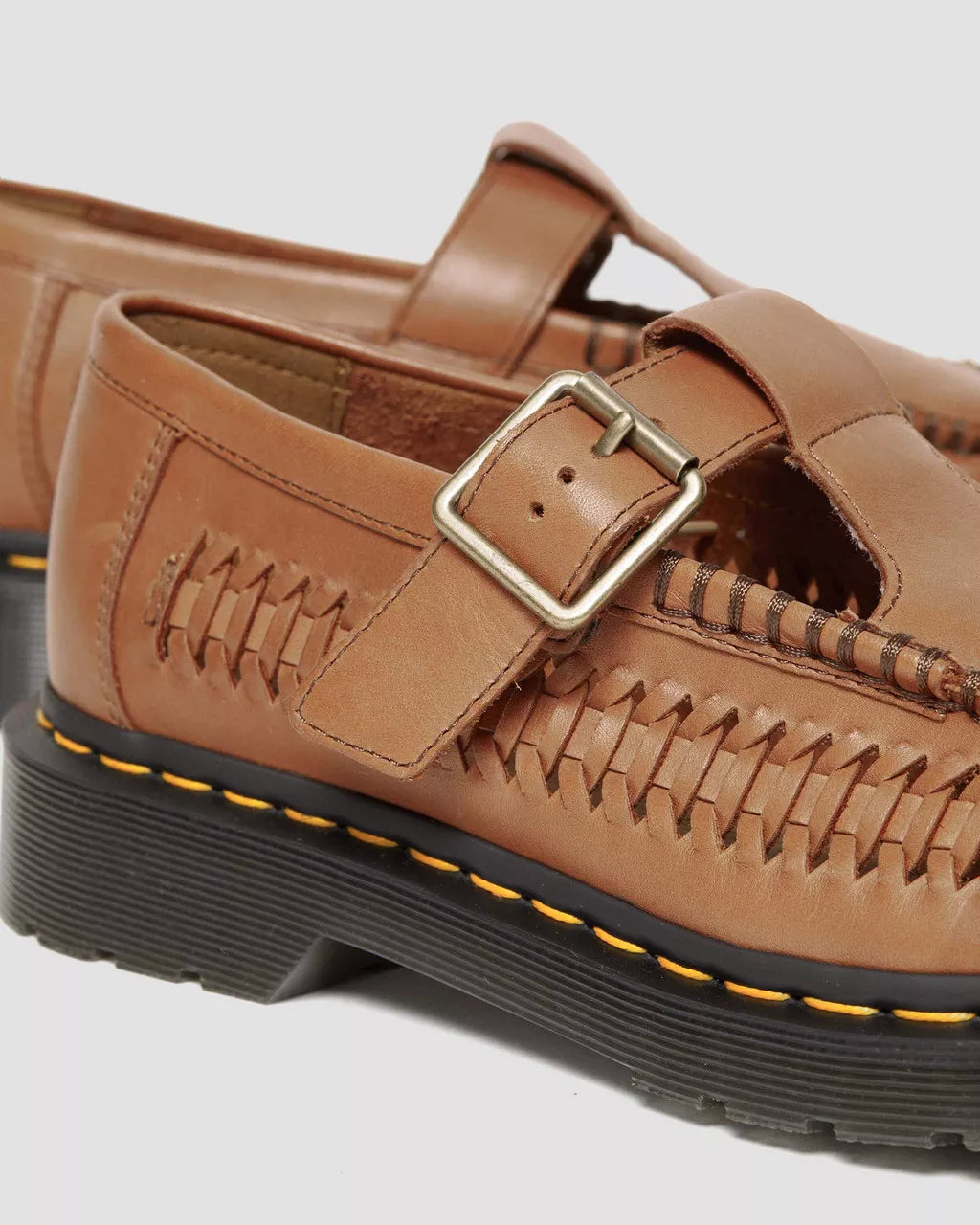 DR MARTENS Adrian T-Bar Woven Leather Mary Jane Shoes