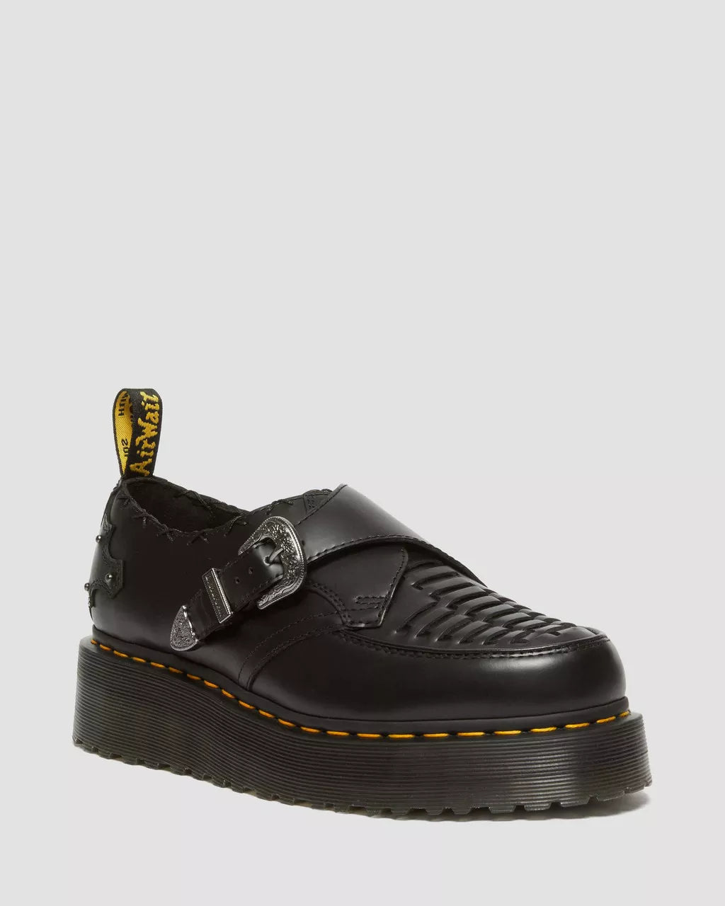 DR MARTENS Ramsey Woven Smooth Leather Platform Creepers
