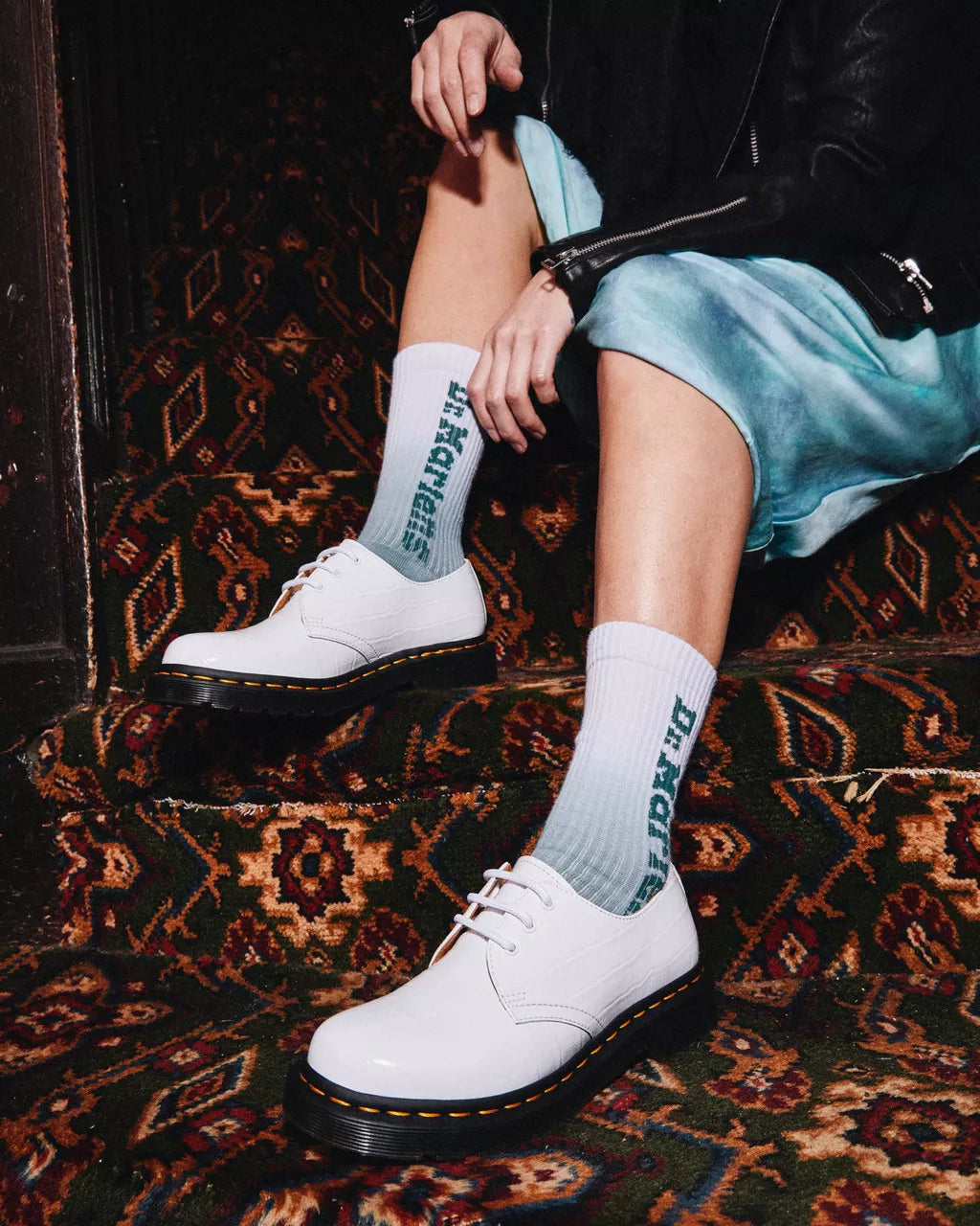 DR MARTENS 1461 Patent Croc Emboss Leather Shoes