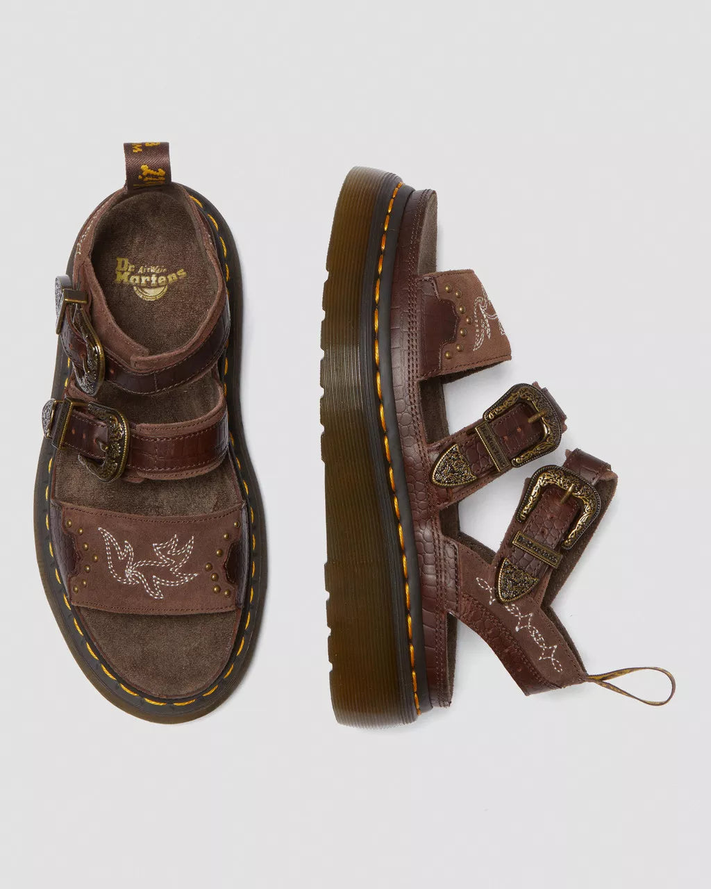 DR MARTENS Gryphon Gothic Americana Leather Platform Sandals