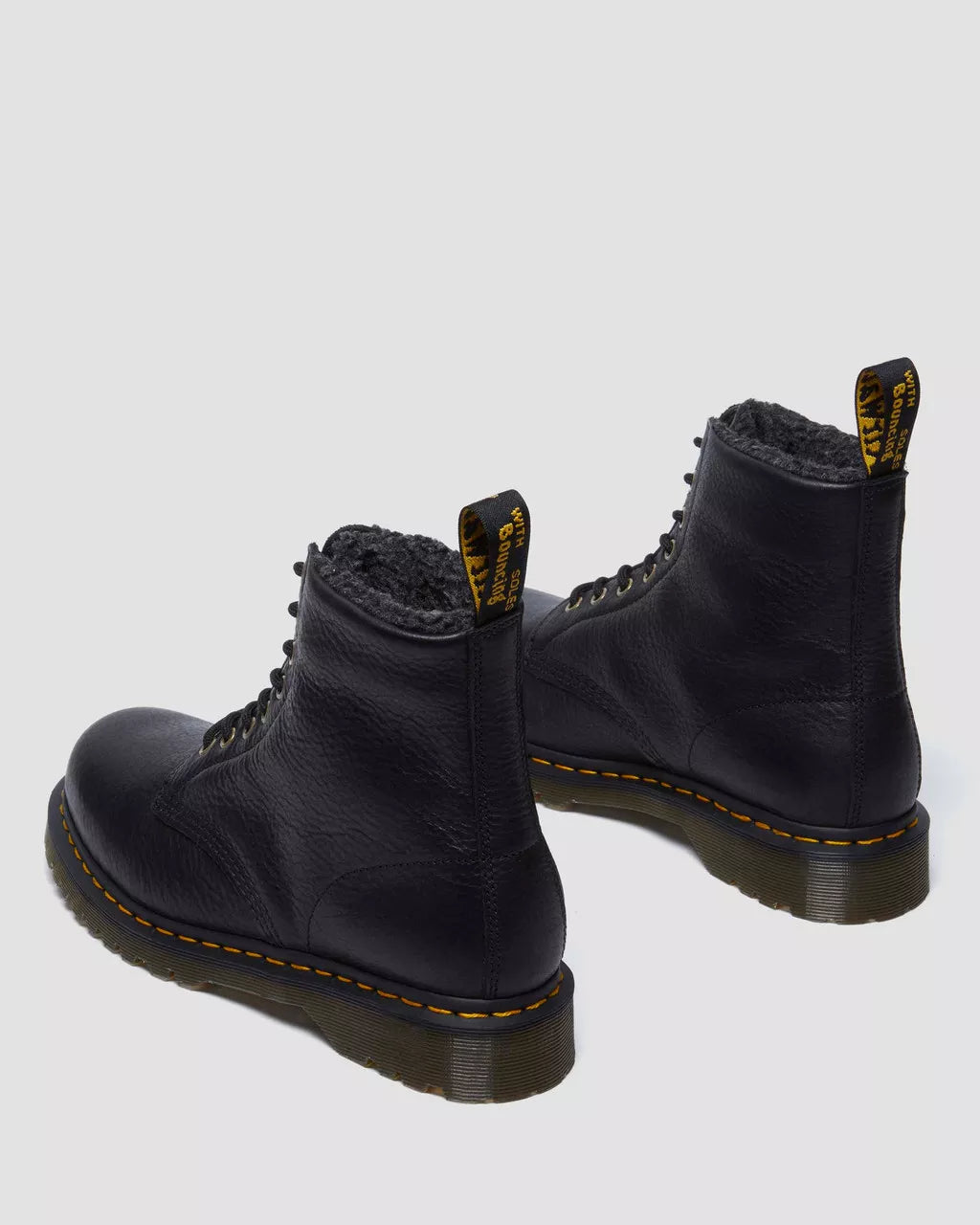 1460 Faux Fur Lined Grizzly Leather Lace Up Boots