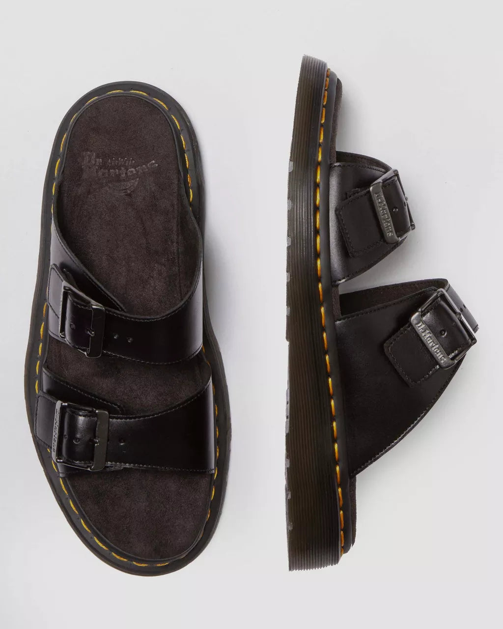 Josef Leather Buckle Slide Sandals