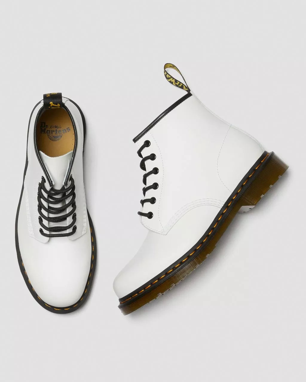 DR MARTENS 101 Yellow Stitch Smooth Leather Ankle Boots