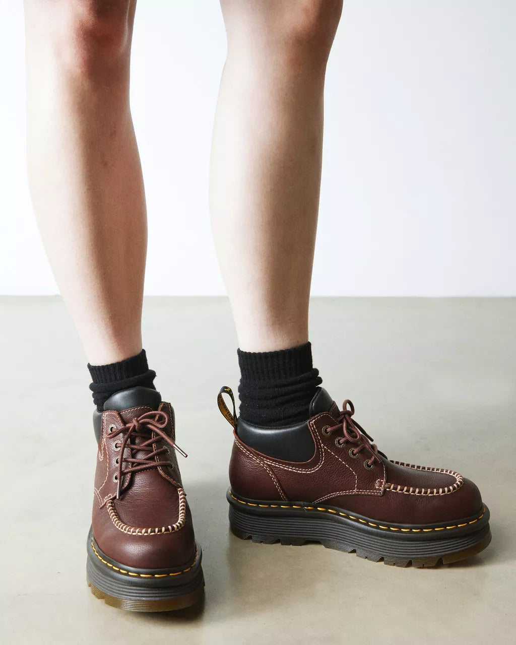 Zebzag Leather Casual 4-Eye Lace-Up Boots