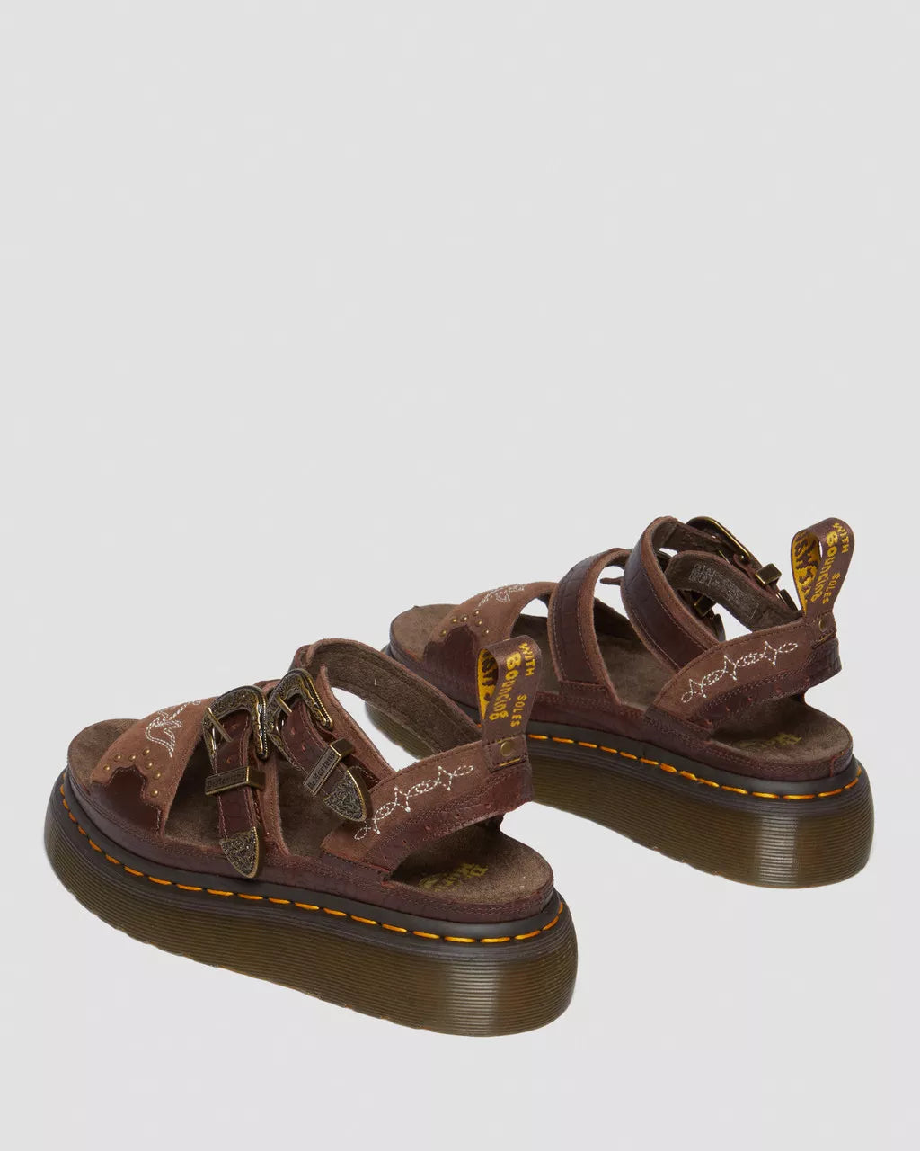 DR MARTENS Gryphon Gothic Americana Leather Platform Sandals