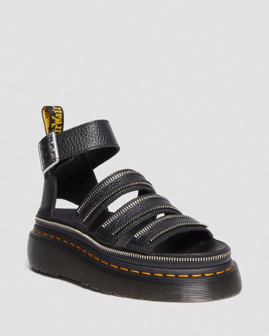 Clarissa II Quad Hardware Milled Nappa Leather Platform Sandals