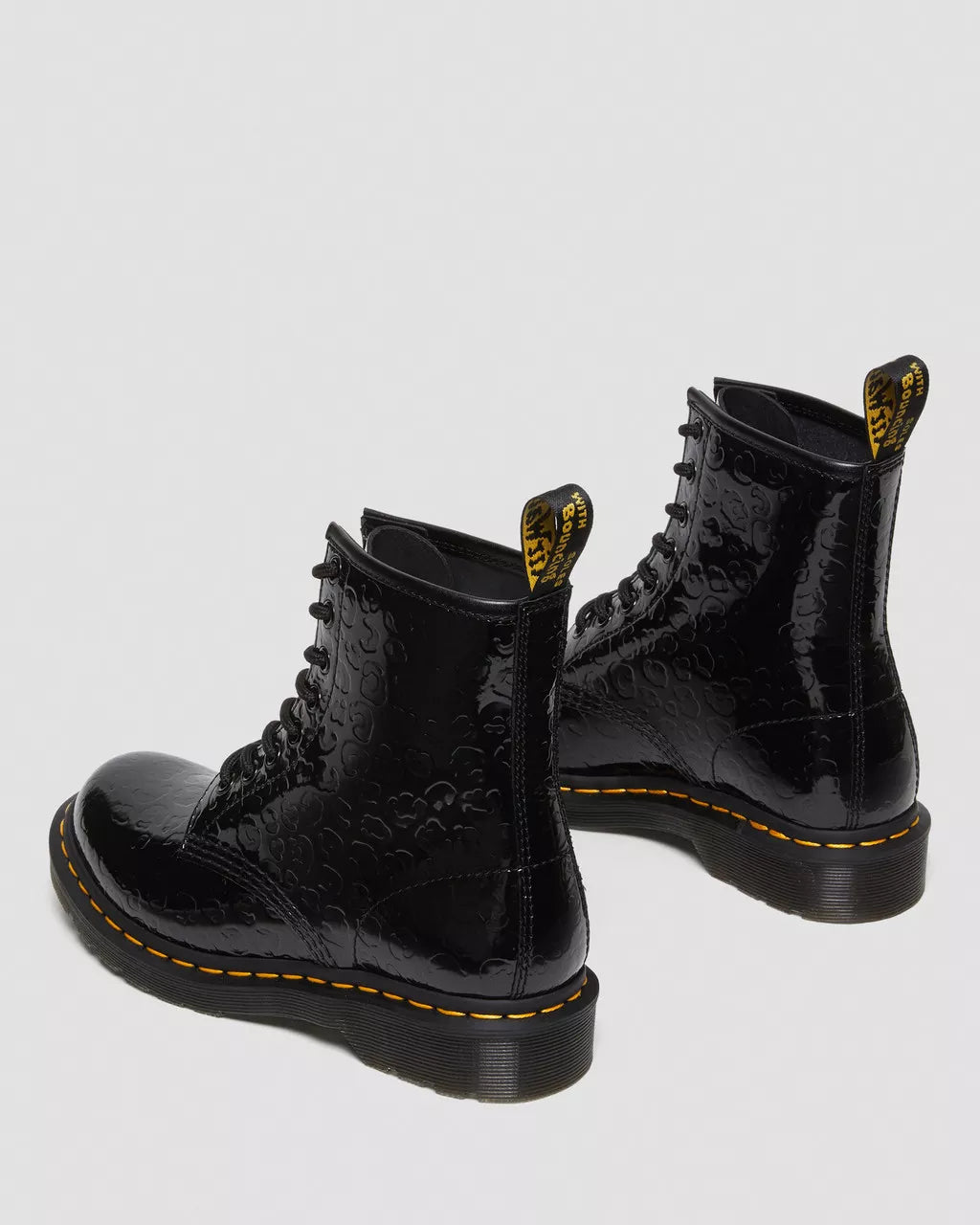 DR MARTENS 1460 Leopard Emboss Patent Leather Boots