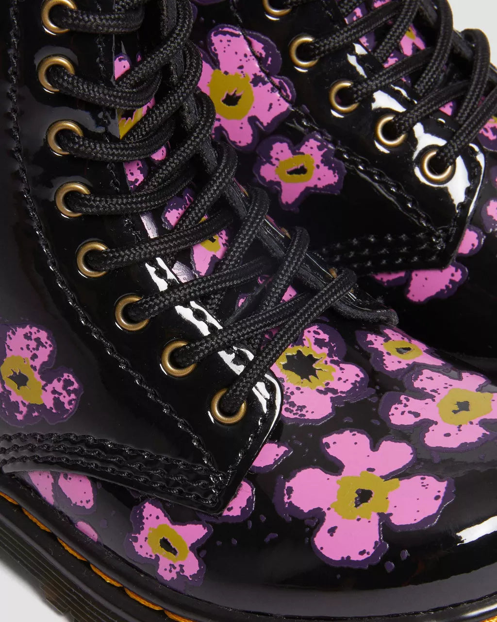 DR MARTENS Toddler 1460 Floral Patent Boots