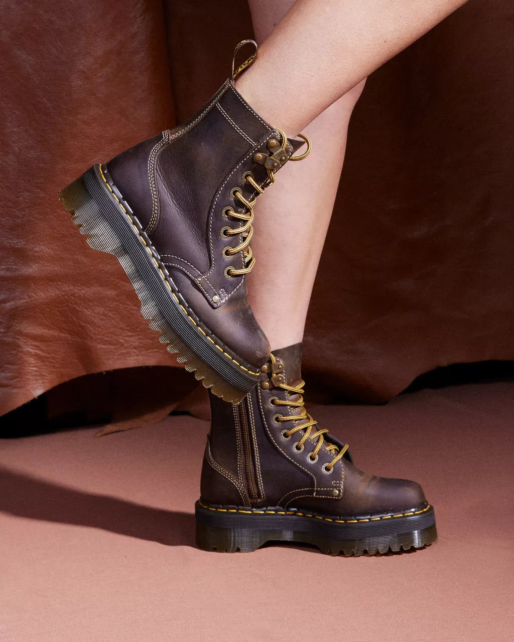 Jadon Boots Crazy Horse Leather Platforms