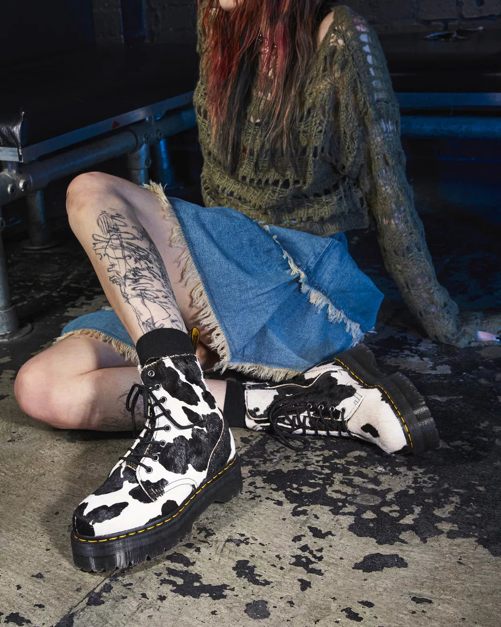 DR MARTENS Jadon Hair-On Cow Print Platform Boots