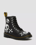 DR MARTENS Junior 1460 Skull &amp; Bones Leather Lace Up Boots