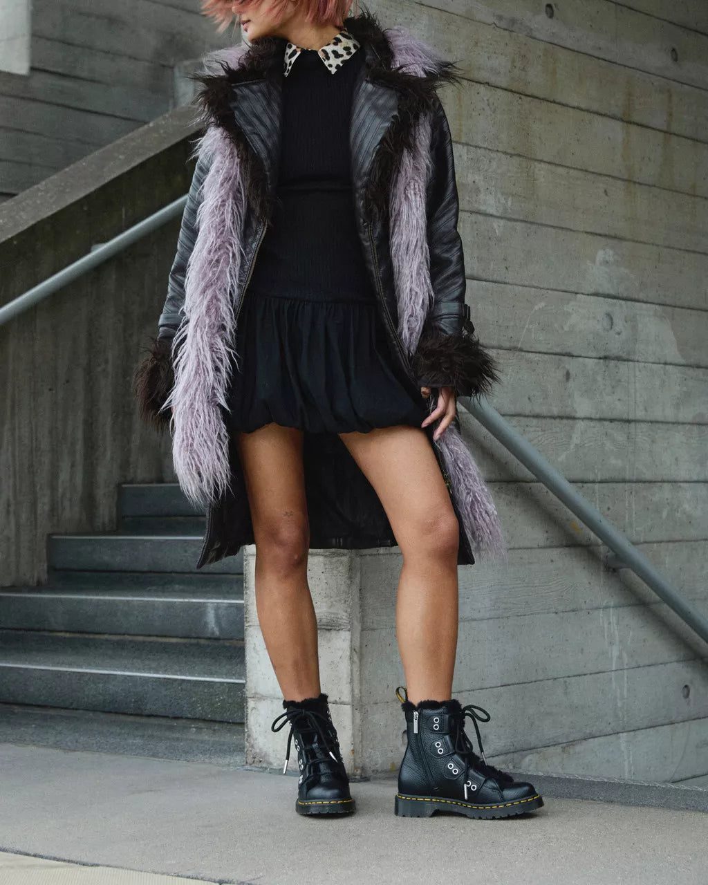 1460 Faux Fur Lined Leather Lace Up Boots