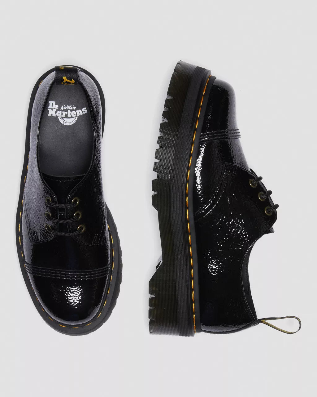 DR MARTENS 1461 Quad Patent Leather Platform Shoes