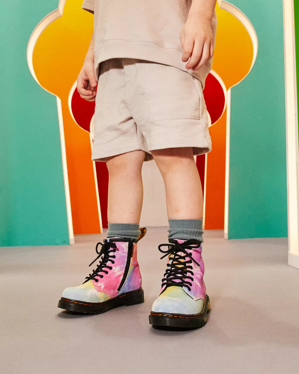 DR MARTENS Toddler 1460 Tie Dye Leather Lace Up Boots