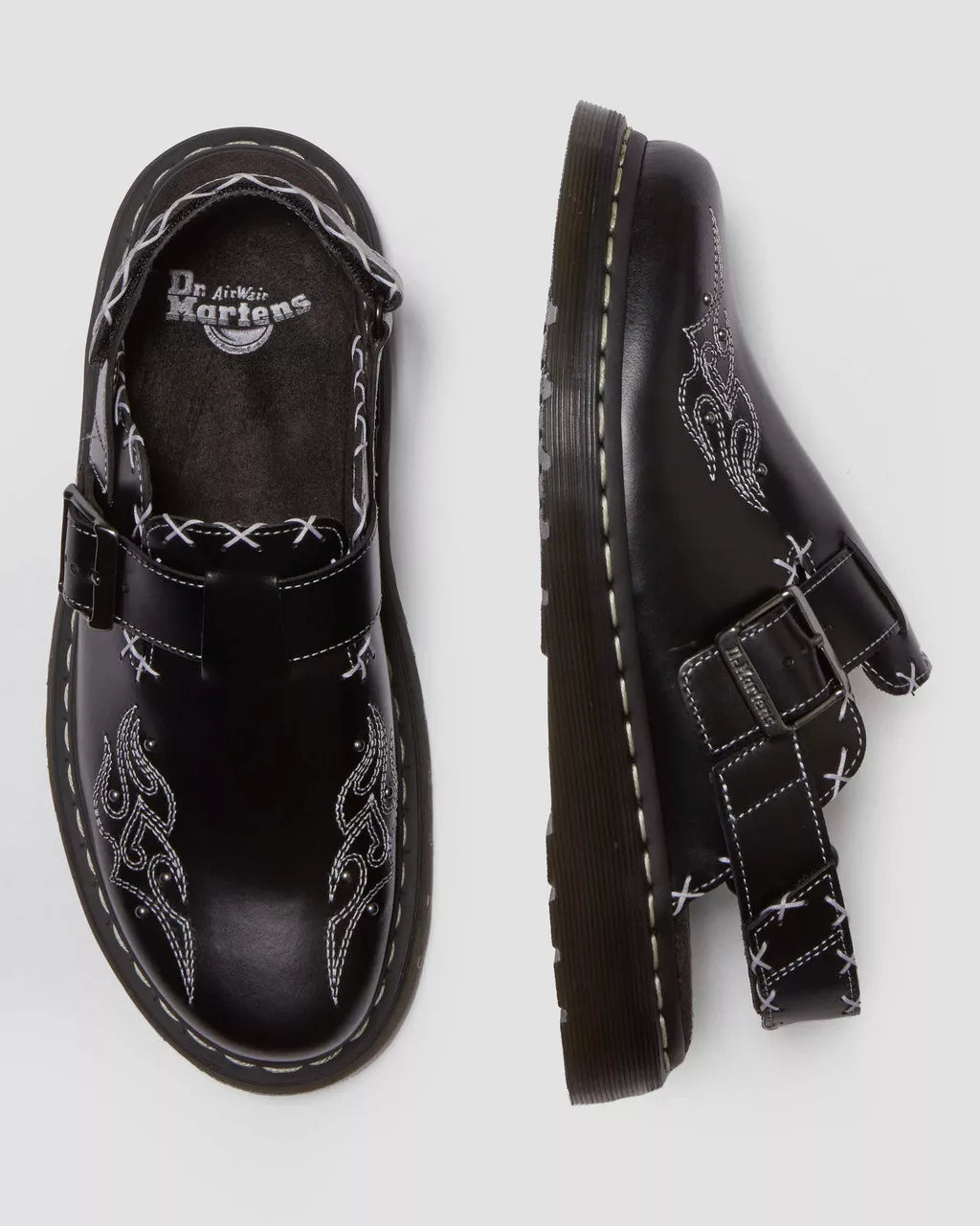 DR MARTENS Jorge Contrast Stitch Leather Mules