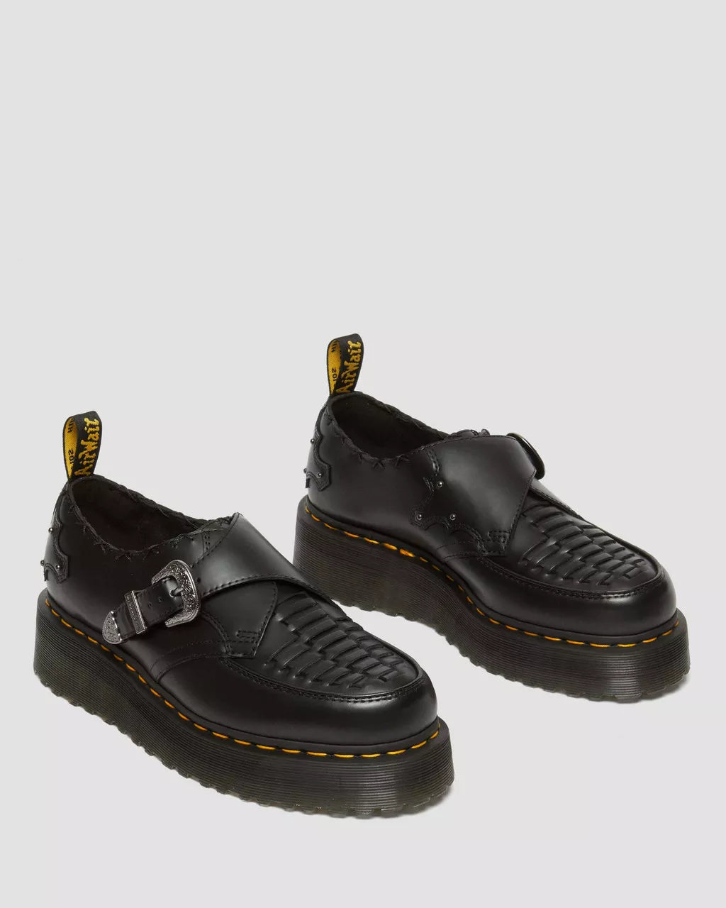 DR MARTENS Ramsey Woven Smooth Leather Platform Creepers